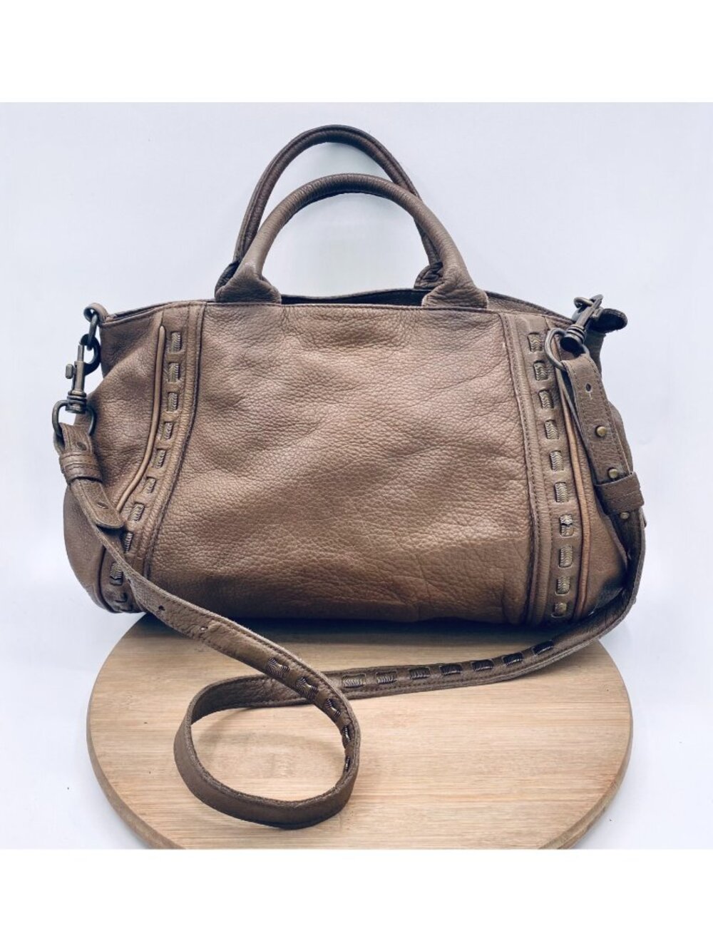 Liebeskind Handbag Purse Womens XL Brown Saddle Leather Satchel Tote